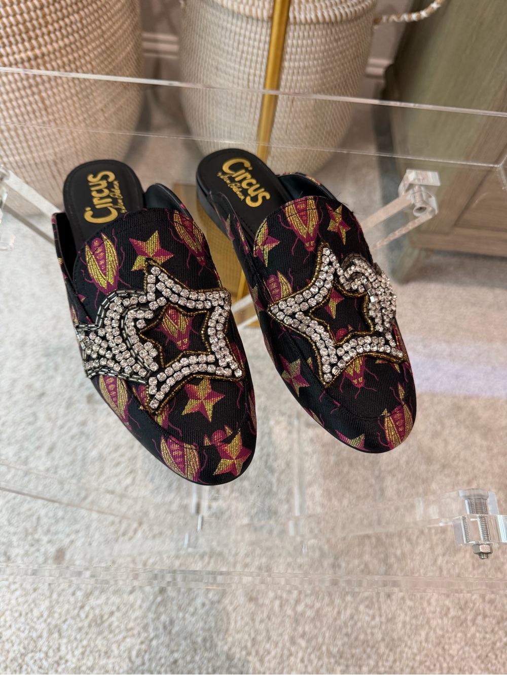 Circus by Sam Edelman Black Embellished Star Slip-On Mules Size 6